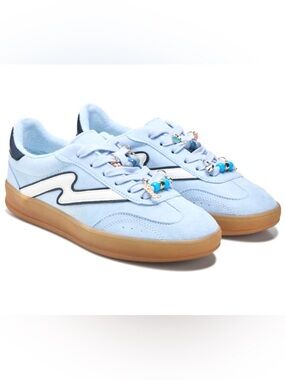 NEW MADDEN GIRL GIIA CASUAL SNEAKERS CHARMS BABY BLUE LACE UP SLIP ONS SIZE 7.5